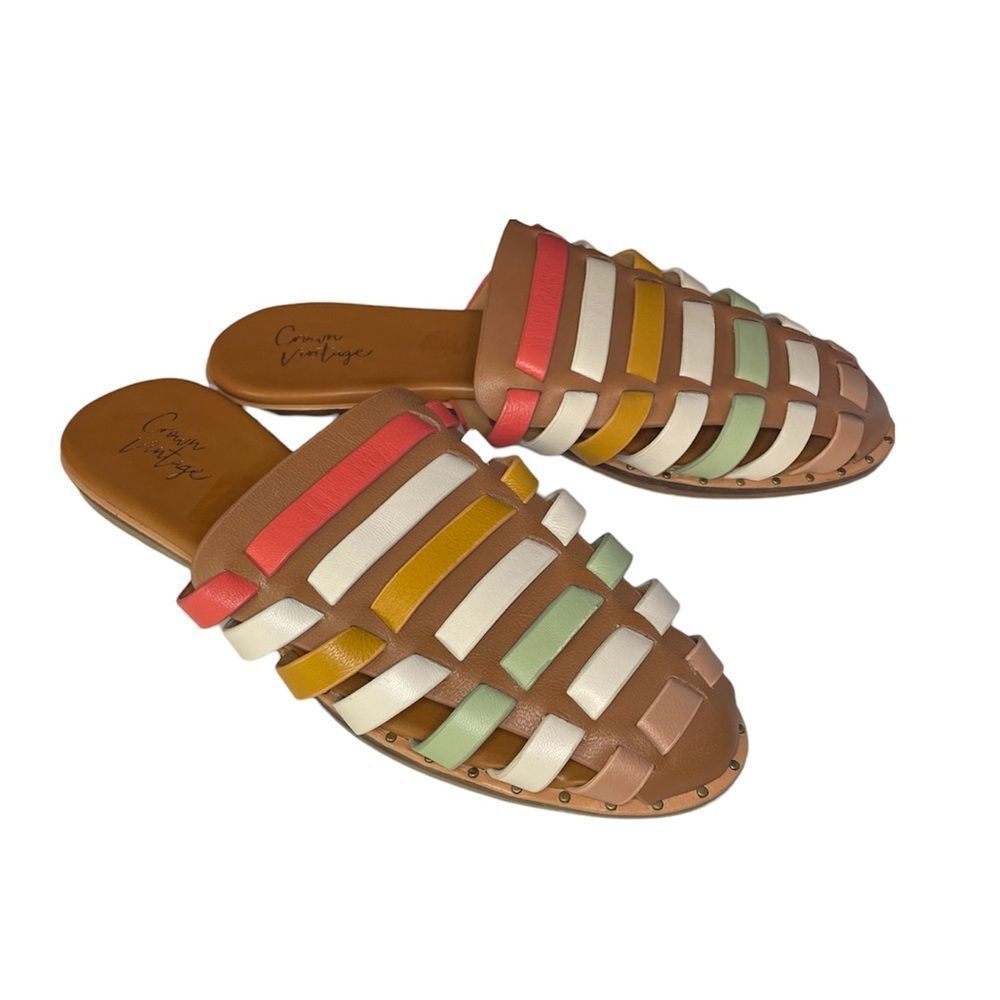 Crown Vintage Multi Color Slip On Sandals size 6.5